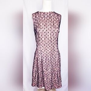 Jason Wu JW Black‎ & Pink Formal Lace Polka Dot A-Line Dress Size L NWOT